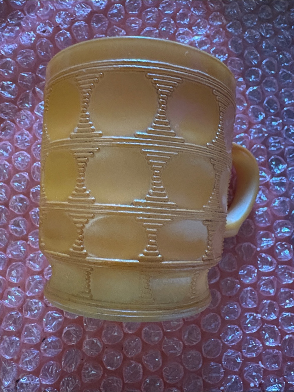 Vintage Anchor Hocking Fire King Yellow Textured Ceramic Mug